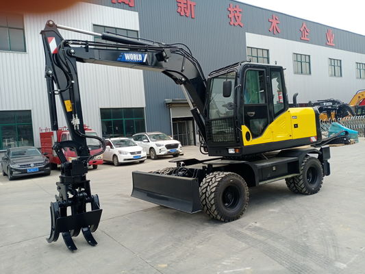 China Mechanic Wheel Type Excavator With Grapple For Wood Or Grass