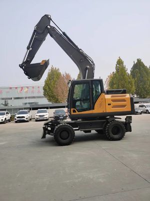 Mini Log Grapple Wheel Backhoe Excavator 0.6cbm To 0.8cbm For Municipal Engineering
